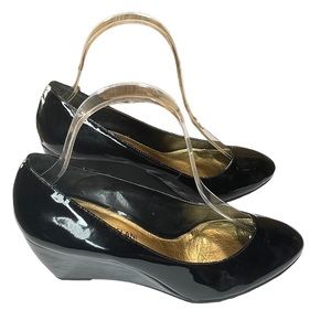 Antonio Melani Black Patent Wedges Womens Shoes Size 7